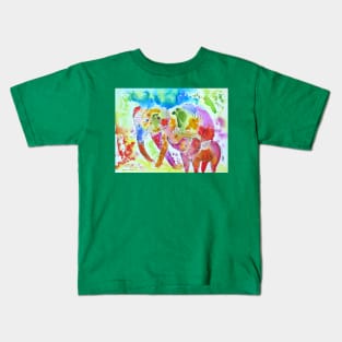 Colourful Mother and Baby Elephant Kids T-Shirt